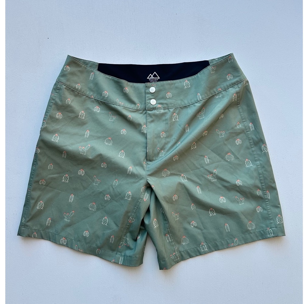 Wild Rye Womens Freel Mountain Bike Shorts Sage Green Cactus Print Size 10